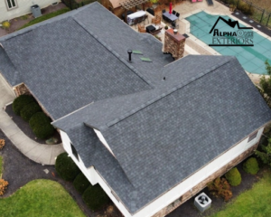 New asphalt shingle roof replacement on residential home in Dayton, Ohio showing architectural shingles