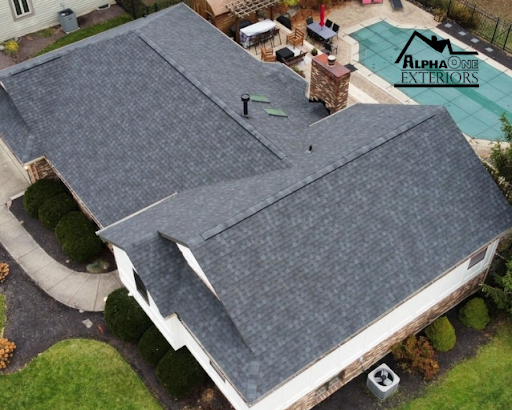 New asphalt shingle roof replacement on residential home in Dayton, Ohio showing architectural shingles