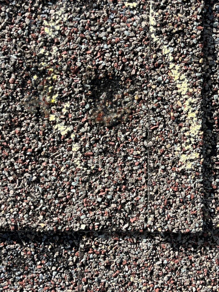 Hail damage on residential roof in Dayton, Ohio