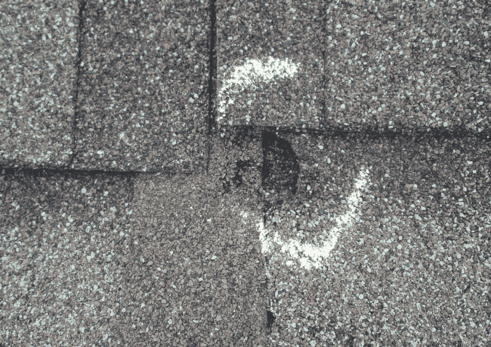 Hail damaged asphalt shingle roof in Dayton Ohio